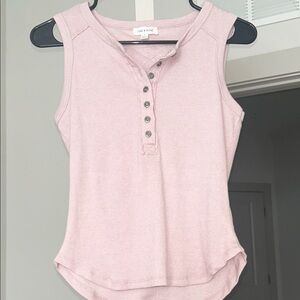 Pink Rose Light Pink Sleeveless Tank with Button Placket